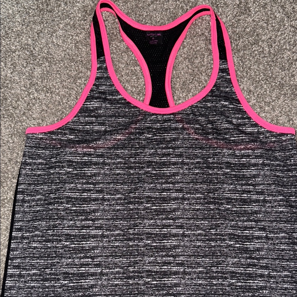 Gray and Pink Racerback Tank Top